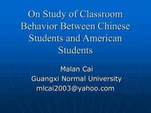 On Study of Classroom Behavior Between Chinese Students and