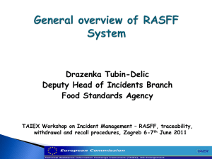 The Rapid Alert System for Food and Feed (RASFF)Implementation