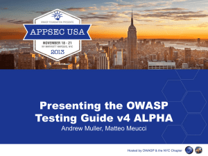 OWASP Testing Guide - OWASP Appsec USA 2013