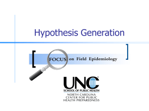 Hypothesis Generation - North Carolina Institute for Public Health