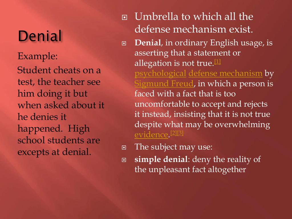 Denial Defense Mechanism Definition