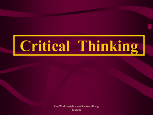 Critical Thinking - One World Insight