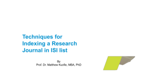 Techniques for Indexing a Research Journal in ISI list