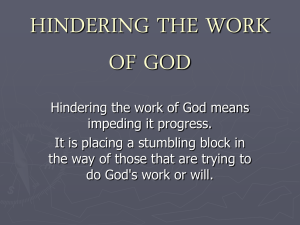 HINDERING THE WORK OF GOD