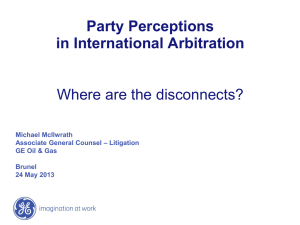 The Disconnect in party Perceptions of Arbitration