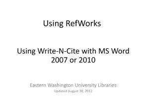 Using RefWorks - Eastern Washington University