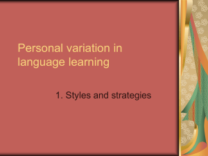 Personal Variation in Language Learning 1