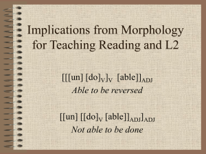 Implications from Morphology for Teaching Reading and L2