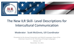 The New ILR Skill- Level Descriptions for Intercultural Communication