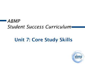 ABMP Student Success Curriculum Unit 7: Core Study