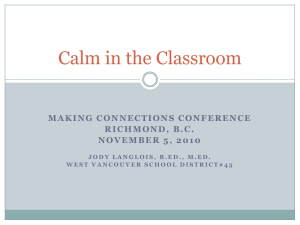 Calm in the Classroom - BC Positive Behaviour Support Website