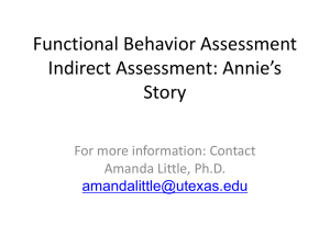 Functional Behavior Assessment Activity: Annie`s Story