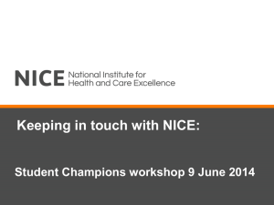 Keeping in touch with NICE: Student Champions workshop 9 June