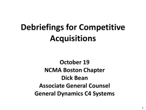Debriefings for Competitive Acquisitions Oct 19 2011