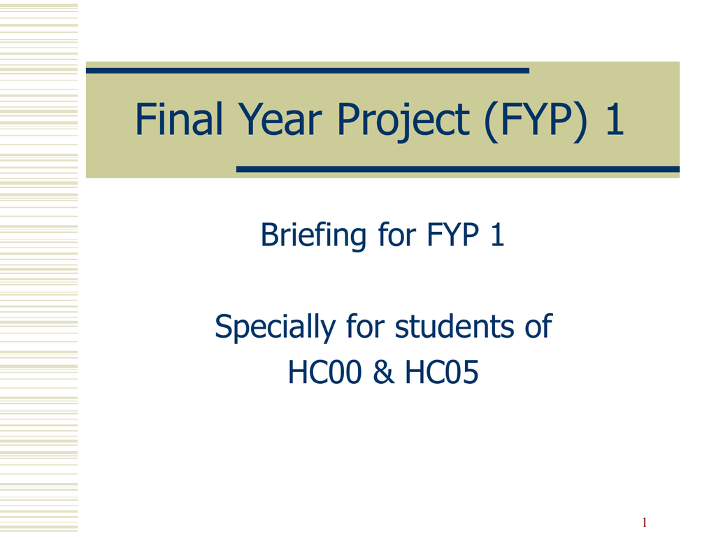 Final Year Project (FYP) 1