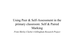 Using Peer & Self Assessment in the Primary Classroom.