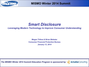 Smart Disclosure - Mortgage Industry Standards Maintenance