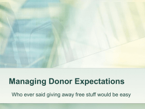 Managing Donor Expectations