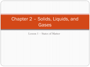 Chapter 2 – Solids, Liquids, and Gases