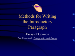 Methods for Writing Introductions