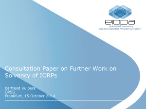 EIOPA Consultation Paper on Further Work on Solvency of
