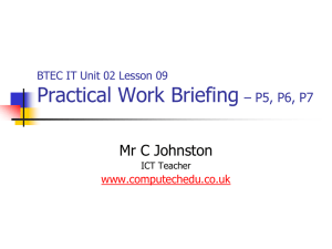 Practical Work Briefing Notes