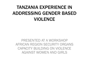 tanzania experience in addressing gender based violence