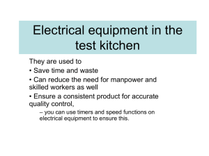 Electrical equipment in the test kitchen - School
