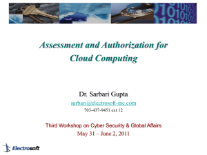 Assessment and Authorization for Cloud Computing