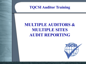 Auditor Training - Multiple Auditor & Sites Reporting