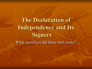 Background to the Declaration of Independence