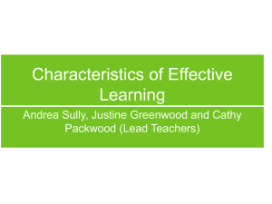Characteristics of Effective Learning