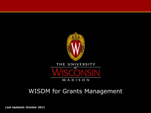 WISDM for Grants Management - Research and Sponsored Programs