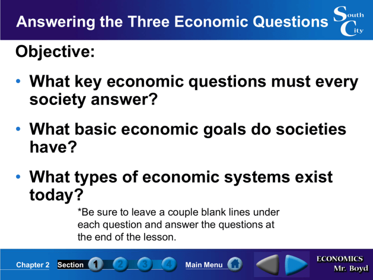 Answering The Three Economic Questions