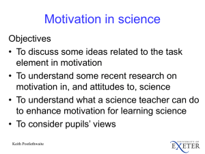 Motivation for learning science - College of Social Sciences and