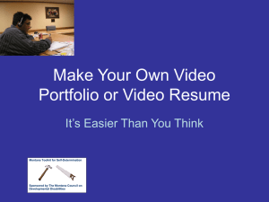 Make Your Own Video Portfolio or Video Resume
