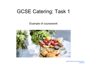 GCSE Catering Coursework Example