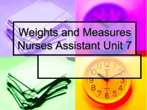 Weights and Measures Nurses Assistant Unit 7