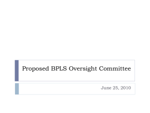 Proposed BPLS Oversight Committee