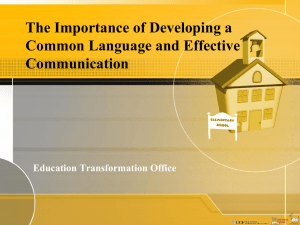 The Importance of Developing a Common Language and