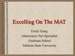 Maximizing Your MAT Score - Valdosta State University