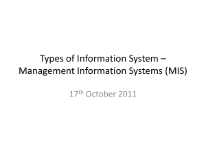 Types of Information System – Management Information Systems (MIS)
