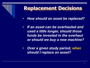 Lecture 13: Replacement Decisions Introduction