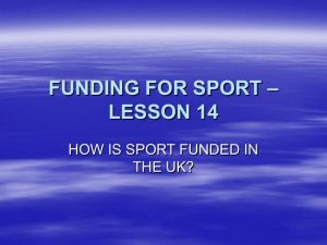 FUNDING FOR SPORT – LESSON 14