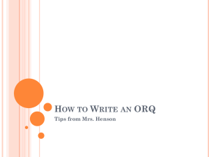 How to Write an ORQ - Mrs. Henson`s Classroom