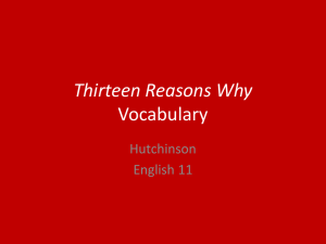 Thirteen Reasons Why Vocabulary