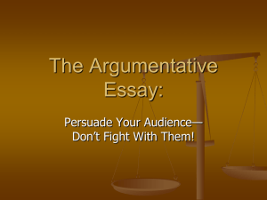 The Argumentative Essay: