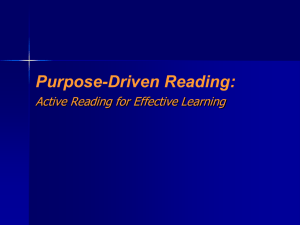 Purpose Driven Reading
