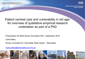 Patient centred care for vulnerable older people