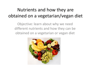 Nutrients and how they are obtained on a vegetarian/vegan diet